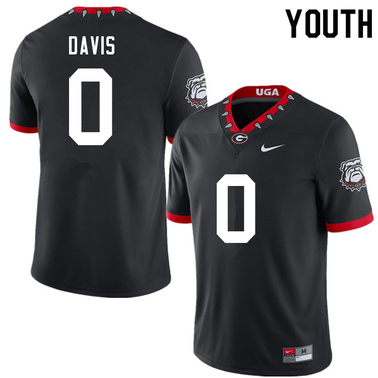 Youth #0 Rian Davis Georgia Bulldogs 100th Anniversary College Football Jerseys Sale-100th Black